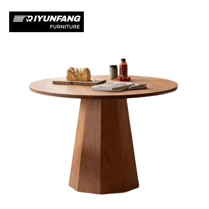 Modern Japanese Solid Wood Round Dining Table 108cm Oak