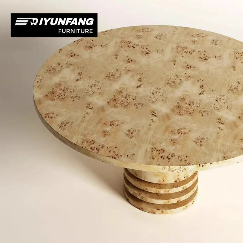 Modern Solid Wood Dining Table Sculptural Tree Pattern