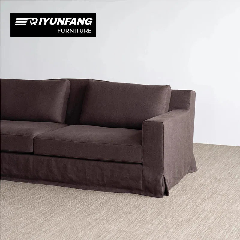 Modern Light Luxury Three-Seat Fabric Sofa Rectangular Custom Design