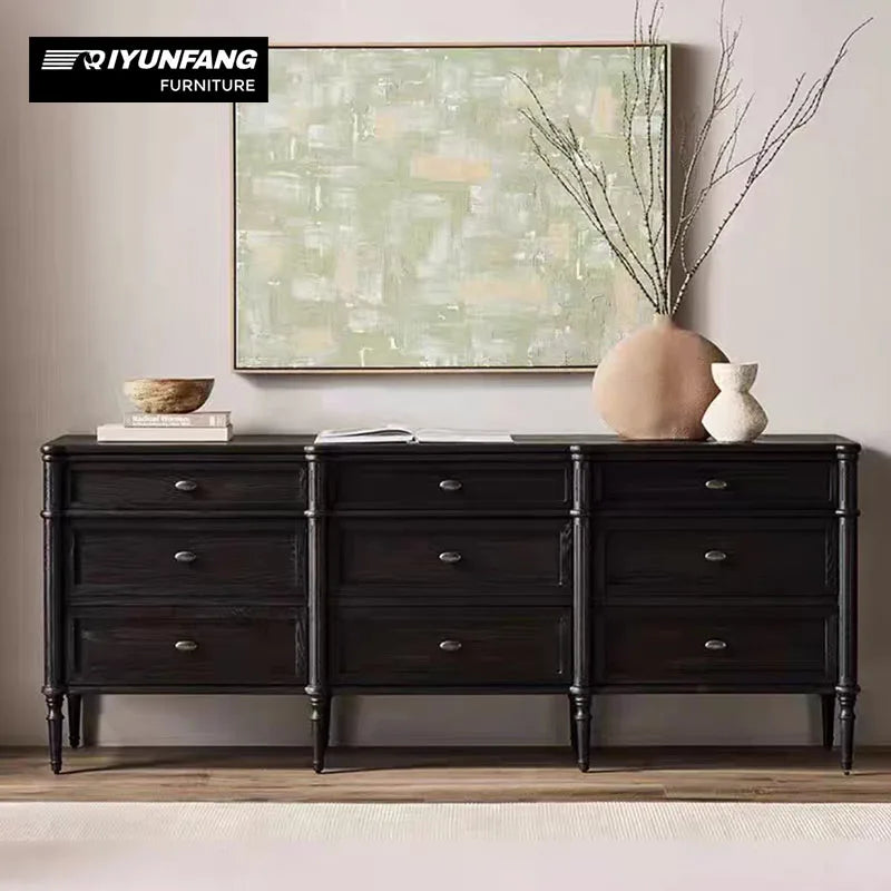 Traditional Solid Oak Chest of Drawers Nine Drawer Storage
