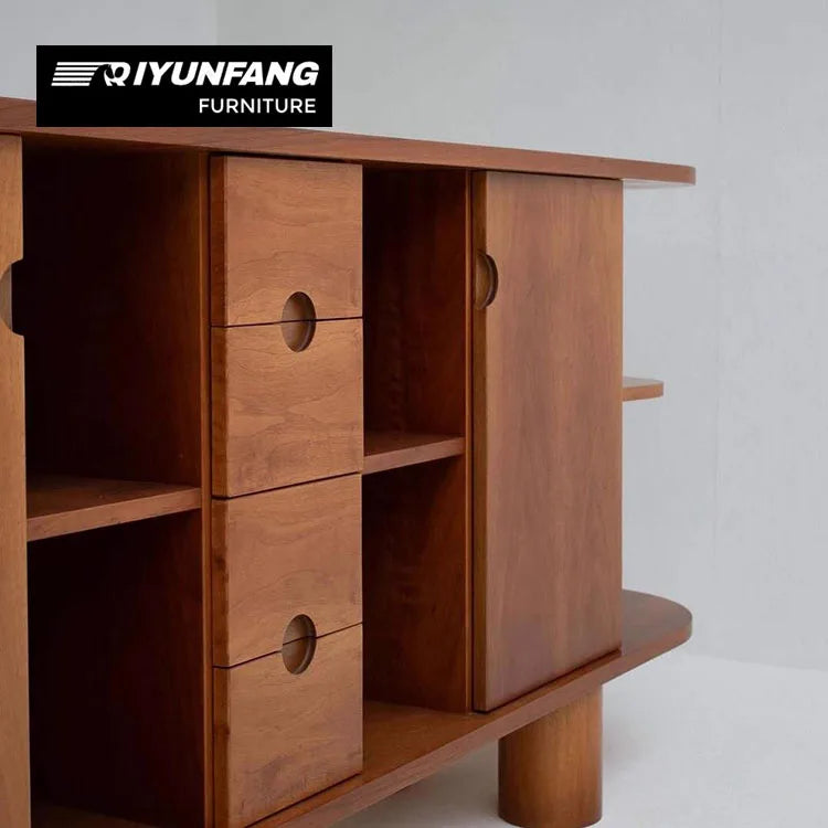 Solid Wood Sideboard Buffet Cabinet Handcrafted Storage Natural Finish