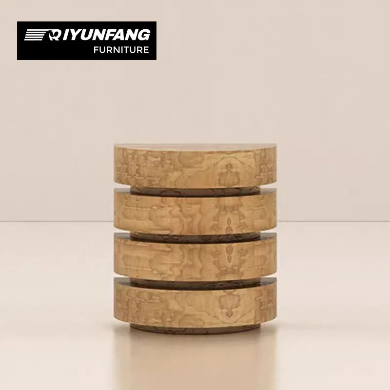Solid Wood Drum Coffee Table 50cm Natural Finish