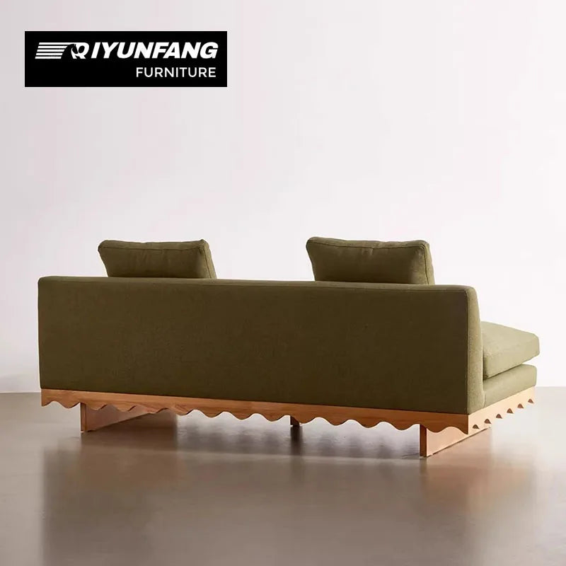 Modern Solid Wood Sectional Sofa Fabric Upholstered Custom