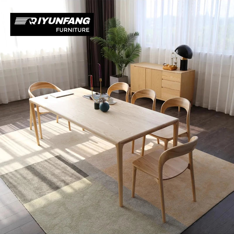 Modern Solid Wood Rectangular Dining Table Japanese Minimalist Design