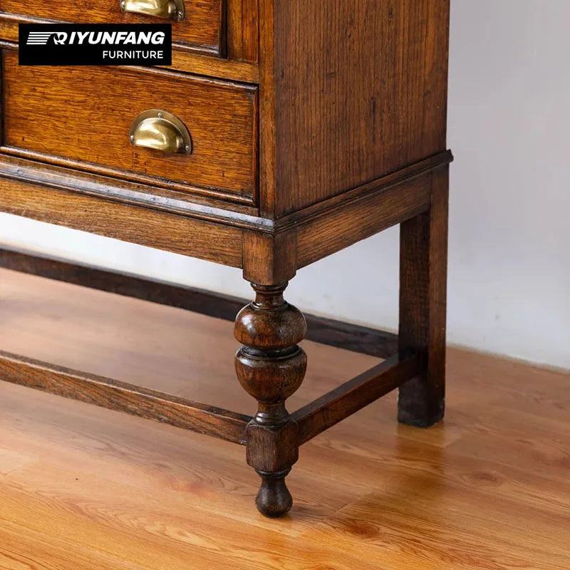 Modern 4-Drawer Solid Wood Storage Cabinet Oak Brown 90cm