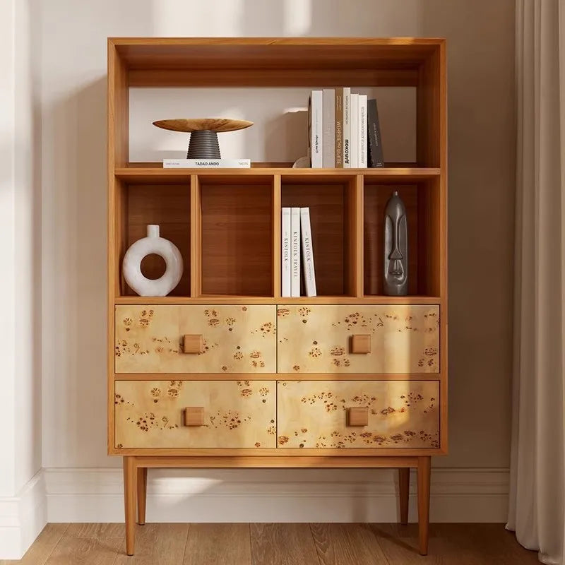 Wabi-Sabi Solid Wood Sideboard 4 Drawer 4 Shelf Minimalist Storage