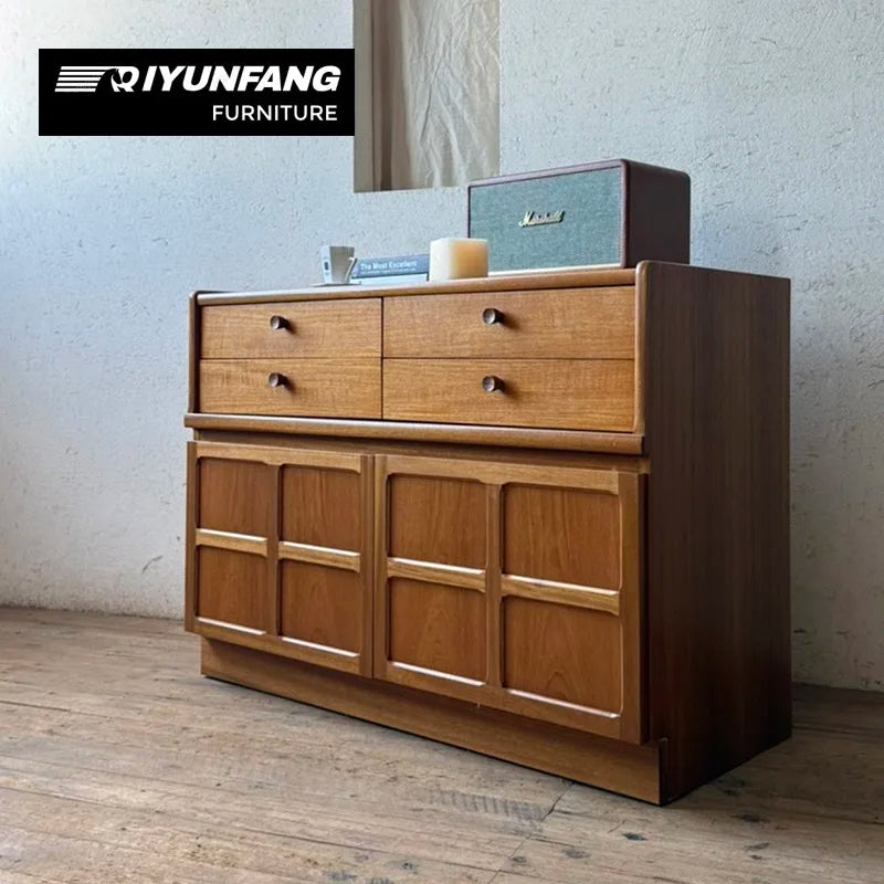 Solid Oak Wood Cabinet 4 Drawer Antique Modern 102cm