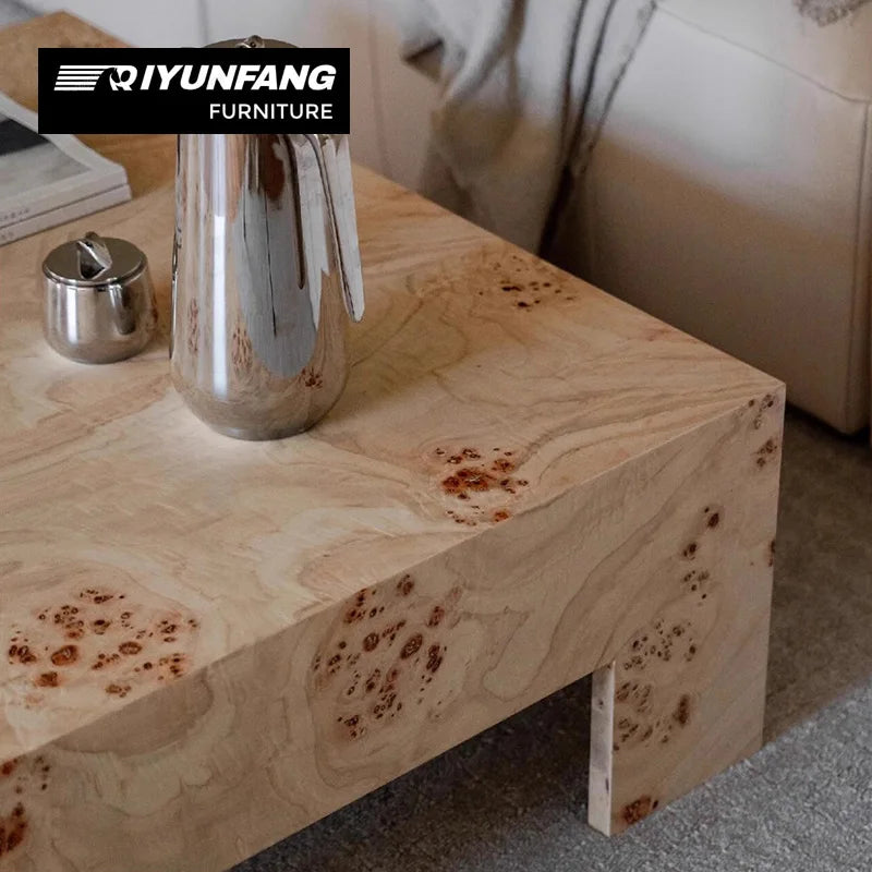 Modern Minimalist Solid Wood Coffee Table Rectangular Wood Grain