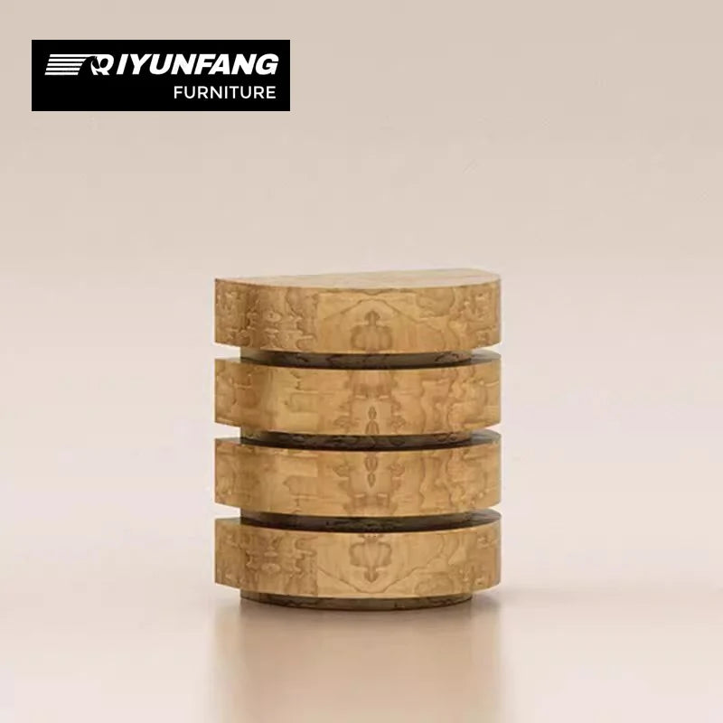 Solid Wood Drum Coffee Table 50cm Natural Finish