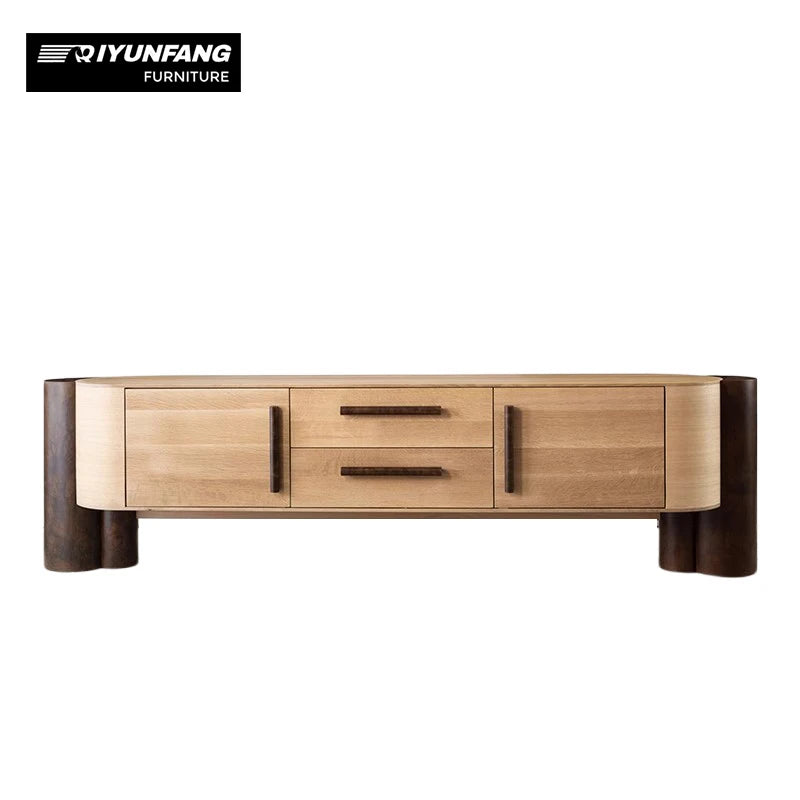 QYF-J62 Solid Wood TV Cabinet Retro Oak 2100mm