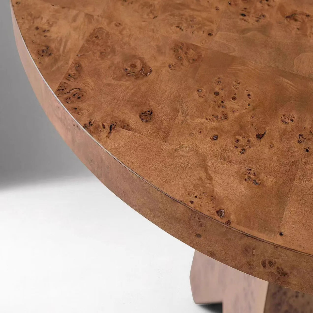Modern Solid Wood Round Dining Table Sculptural Base