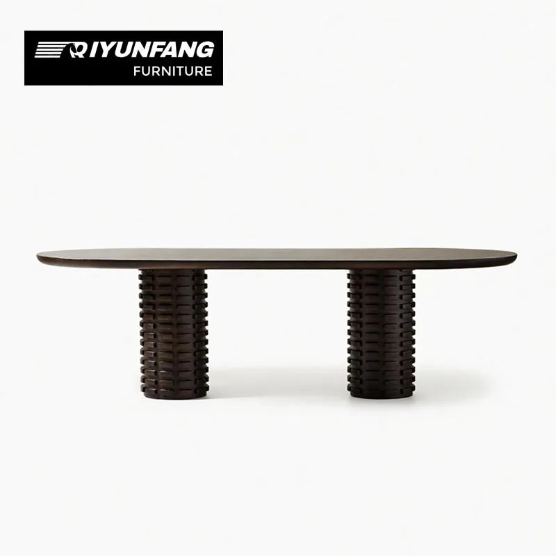 Modern Solid Wood Dining Table Oval Minimalist Custom Design