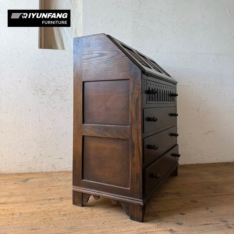 A-FD21 Solid Wood Dressing Table Vanity Cabinet Black Walnut