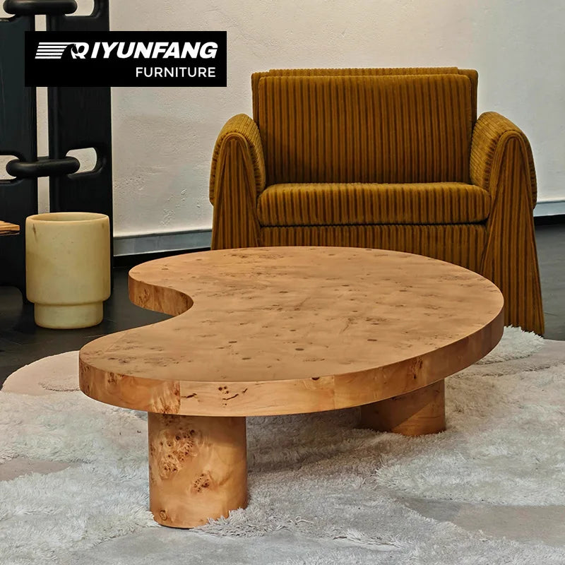 Burl Wood Coffee Table Sculptural Zen Style 120cm