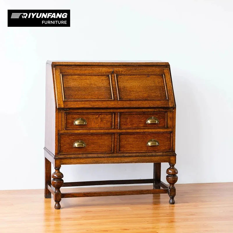 Modern 4-Drawer Solid Wood Storage Cabinet Oak Brown 90cm