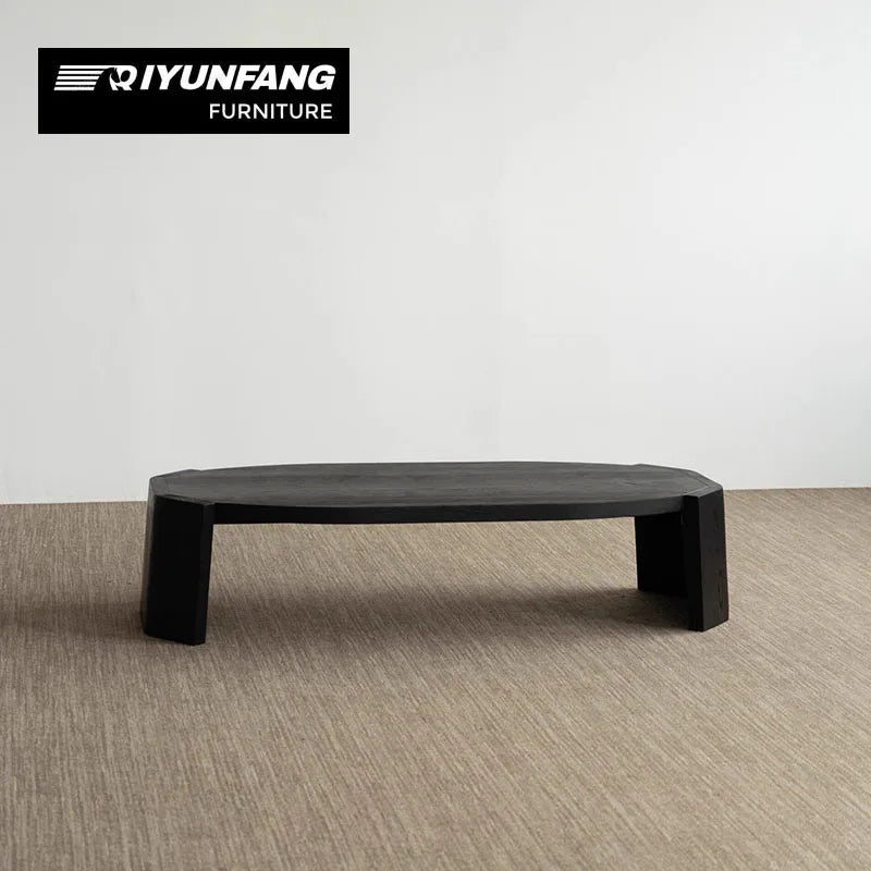 Modern Solid Wood Oval Coffee Table Black Customisable Size