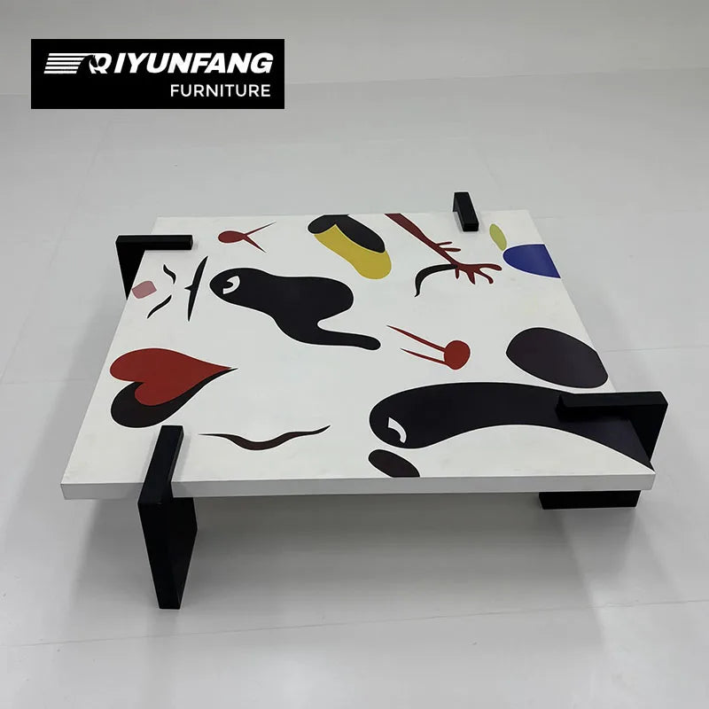 Modern Hand-Painted Graffiti Square Coffee Table
