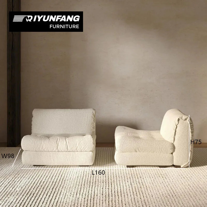 Nordic Style Modular L-Shape Armless Sofa Plush Fabric Wood