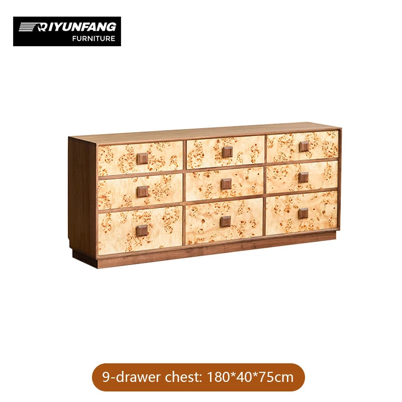 Medieval Style Solid Wood 8 Drawer Storage Cabinet