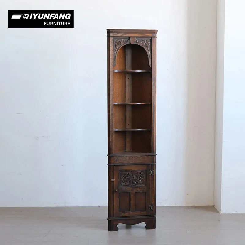 Solid Wood Triangle Corner Cabinet Vintage Retro Sideboard 175cm