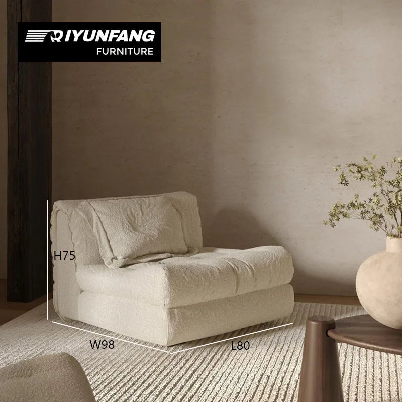 Nordic Style Modular L-Shape Armless Sofa Plush Fabric Wood