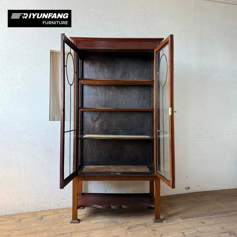 A-FD23 Solid Wood Wine Cabinet with Glass Doors 4 Compartments