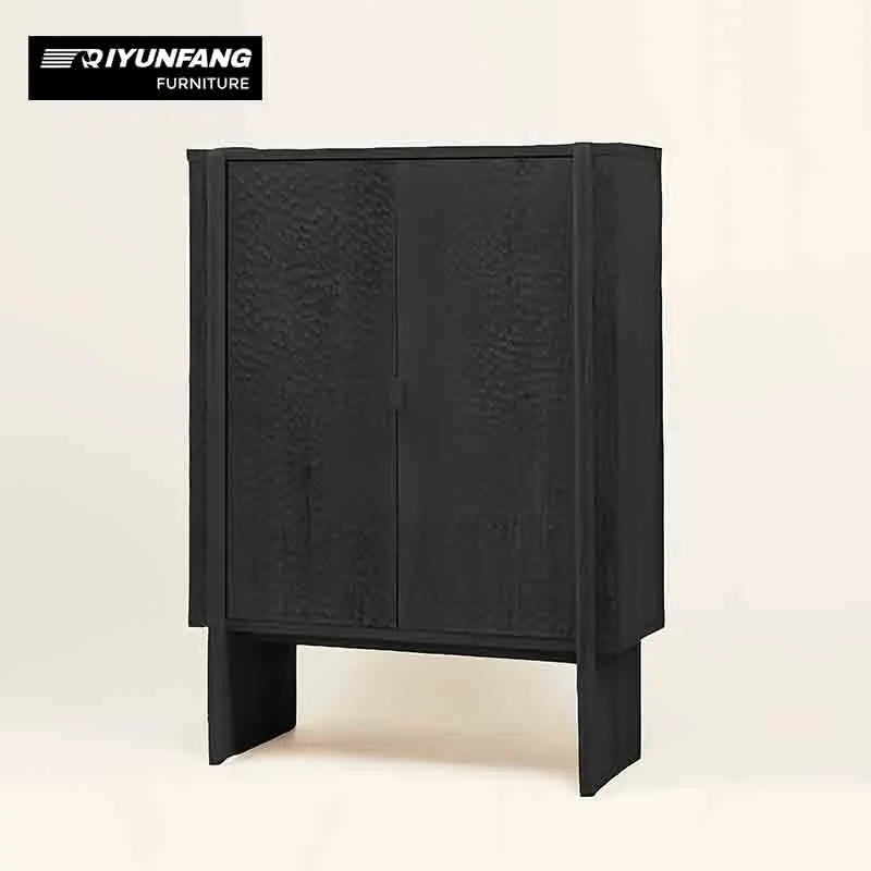 Solid Wood Entrance Storage Cabinet Hammer Patterned 3 Compartments