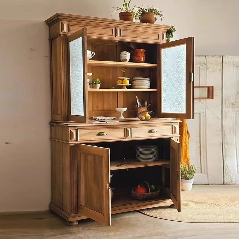 Modern Solid Wood Stainless Steel Wine Cabinet Wall Mounted Storage