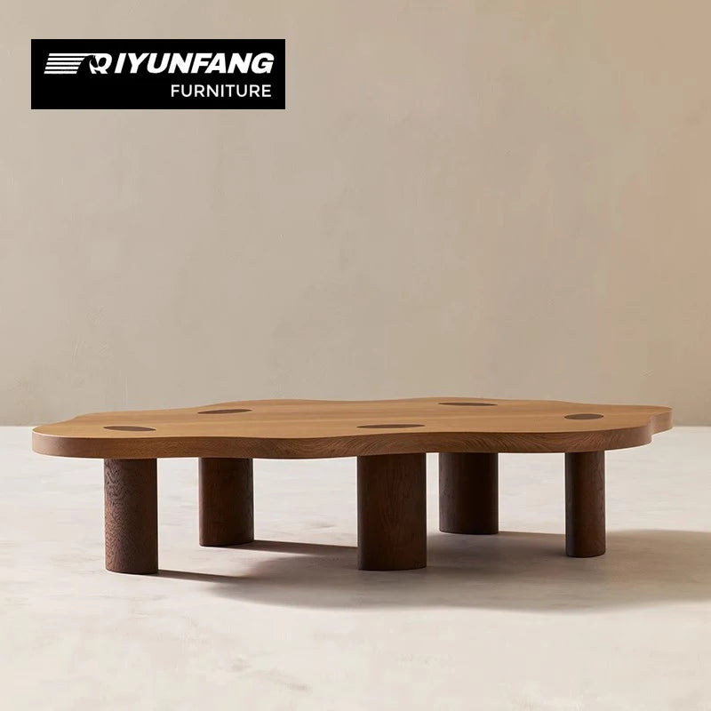 Modern Retro Solid Wood Coffee Table Irregular Shape