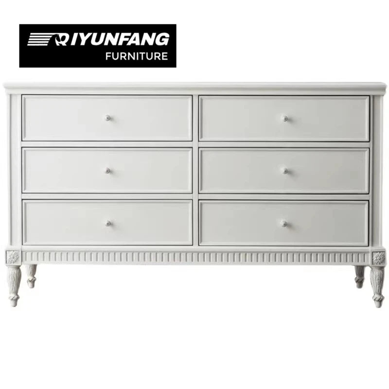 Retro White Solid Wood Six-Drawer Chest 120cm