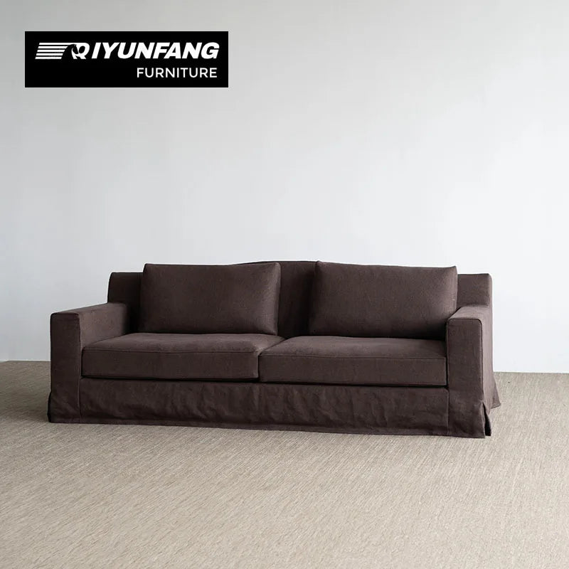 Modern Light Luxury Three-Seat Fabric Sofa Rectangular Custom Design