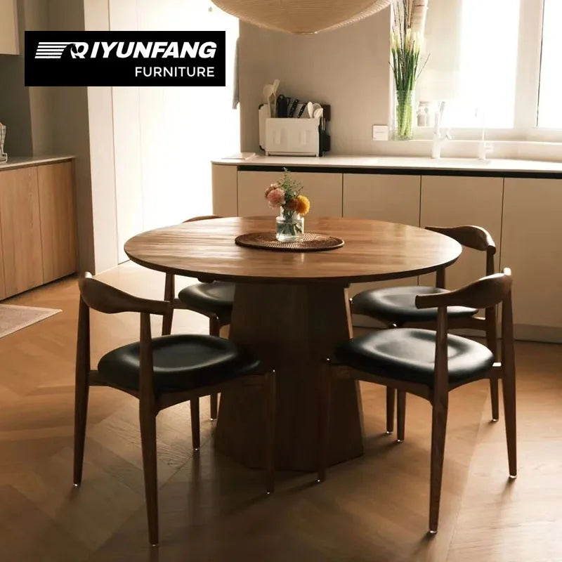 Modern Japanese Solid Wood Round Dining Table 108cm Oak