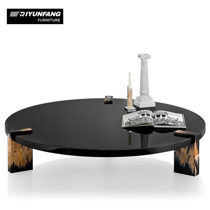 Modern Minimalist Solid Wood Round Coffee Table Sculptural Design