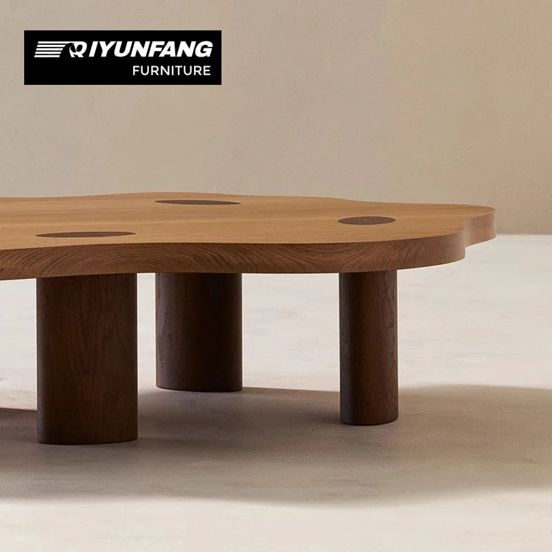 Modern Retro Solid Wood Coffee Table Irregular Shape