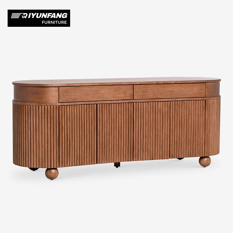 Modern Solid Wood Dining Cabinet Walnut Integrated Storage