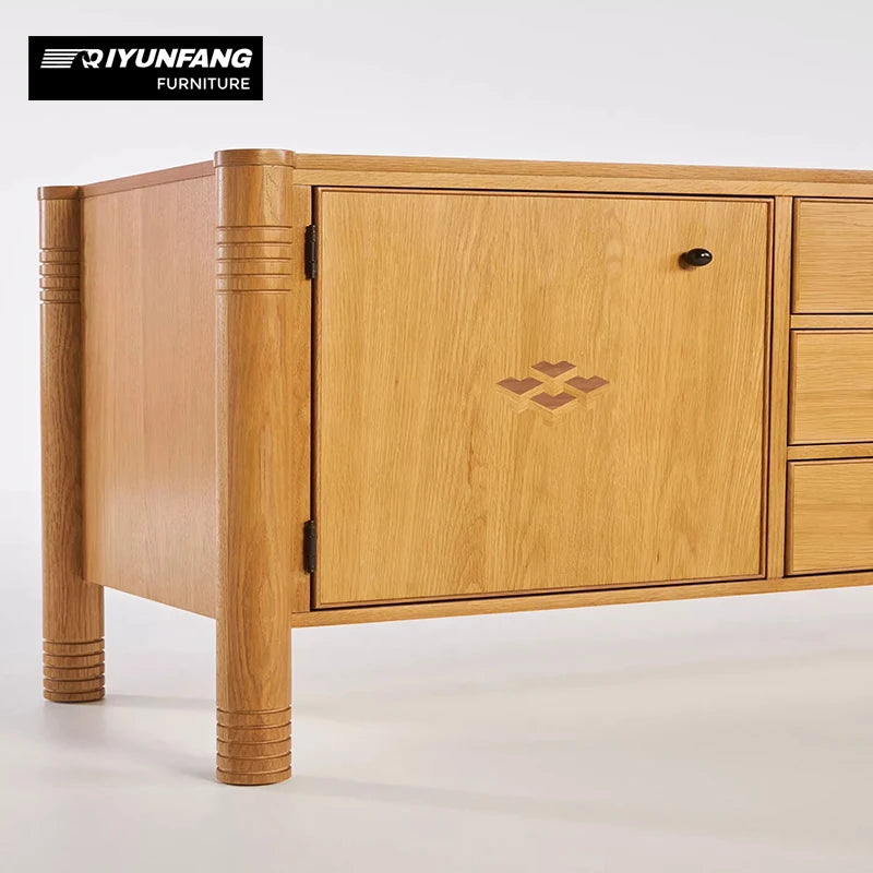 French Modern Solid Wood Dining Sideboard 5 Drawer Display Cabinet