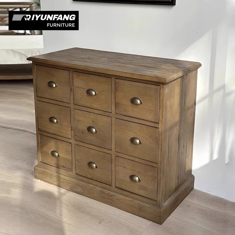 Modern Oak Wood Storage Chest Cabinet 9 or 15 Drawer