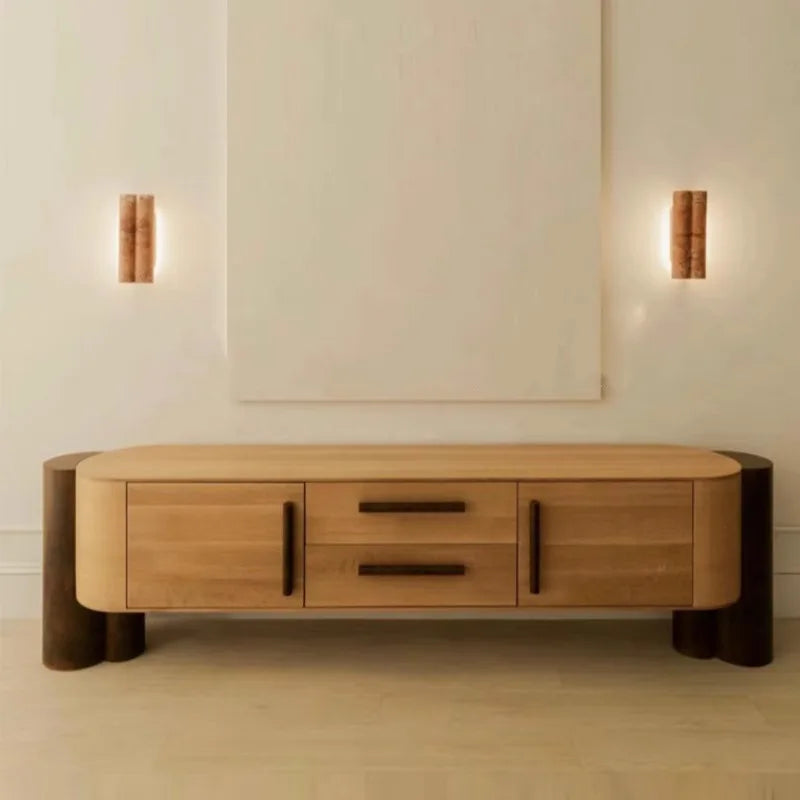 QYF-J62 Solid Wood TV Cabinet Retro Oak 2100mm