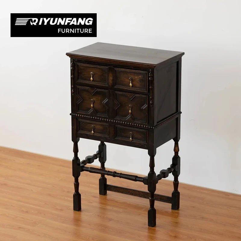 Solid Wood Six-Drawer Storage Cabinet for Refined Hallways
