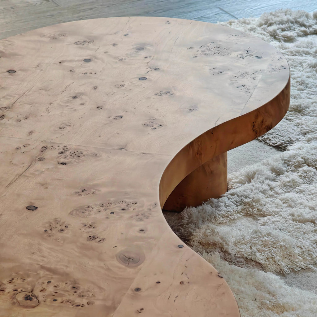 Burl Wood Coffee Table Sculptural Zen Style 120cm