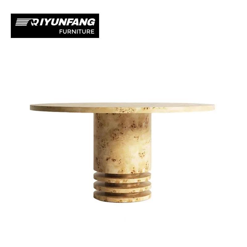 Modern Solid Wood Dining Table Sculptural Tree Pattern