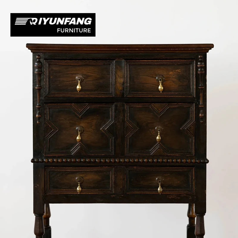 Solid Wood Six-Drawer Storage Cabinet for Refined Hallways