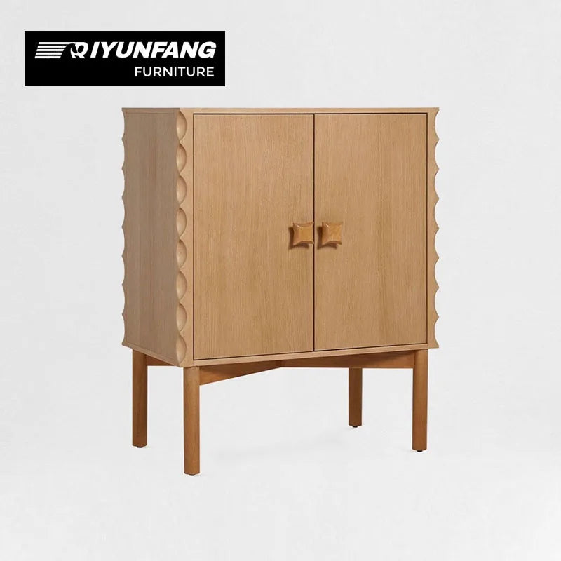 Solid Oak Wall-Mounted Sideboard Cabinet 2-Compartment Modern Storage