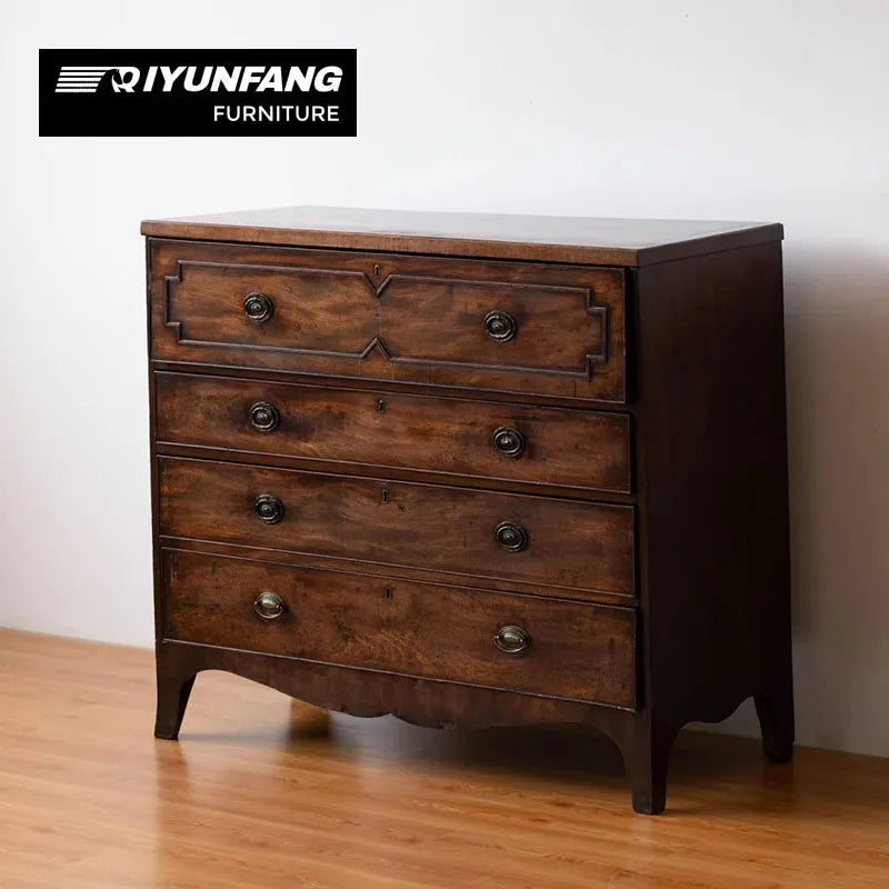 Traditional Retro Wooden Chest of Drawers 4 Drawer Storage Cabinet 115cm