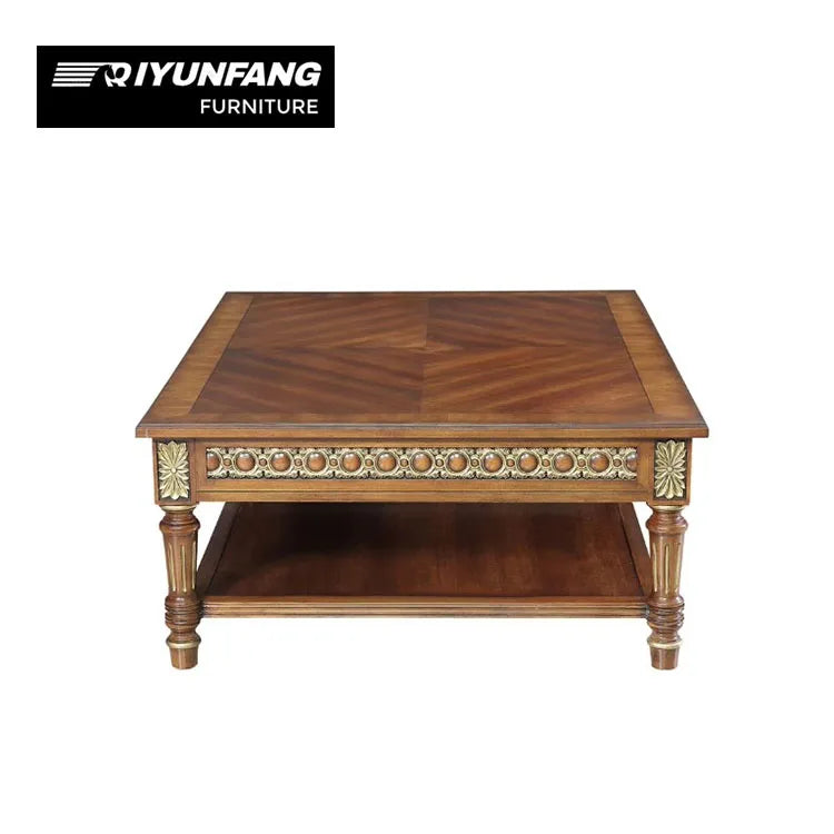Alexander French-style Solid Wood Coffee Table Carved Tabletop