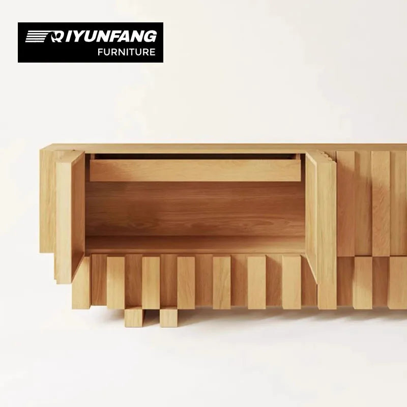 Modern Solid Ash Wood TV Cabinet 4 Drawer Minimalist Storage