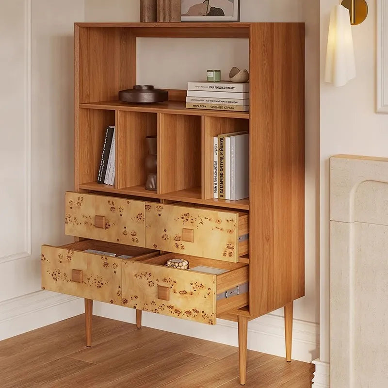 Wabi-Sabi Solid Wood Sideboard 4 Drawer 4 Shelf Minimalist Storage