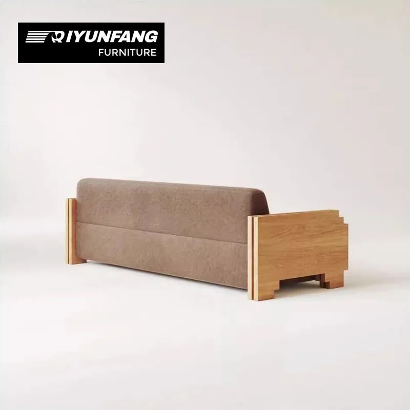 Modern Solid Wood L-Shape Sectional Sofa Minimalist Modular