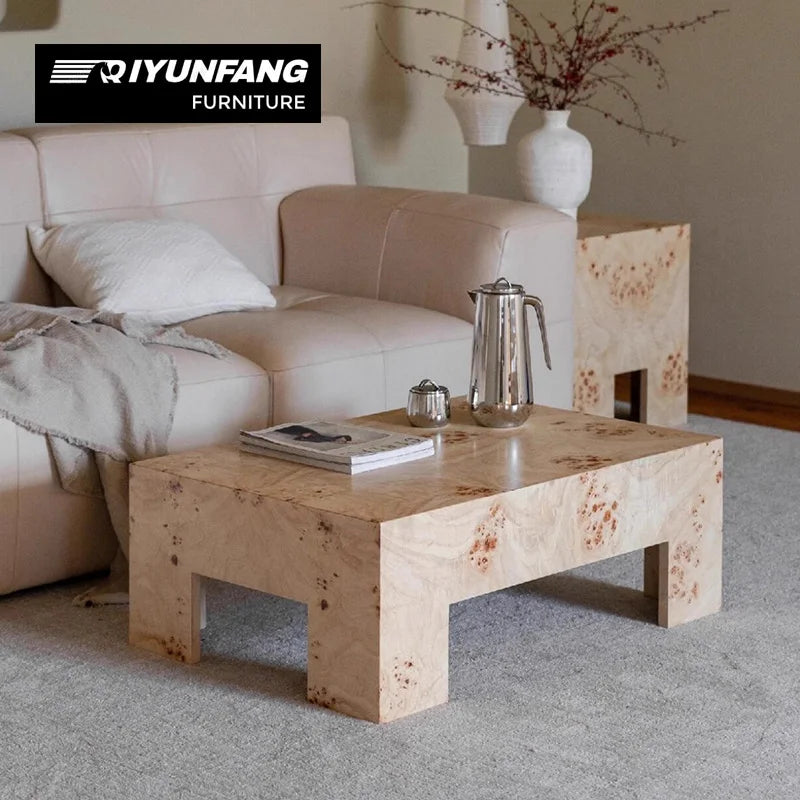 Modern Minimalist Solid Wood Coffee Table Rectangular Wood Grain