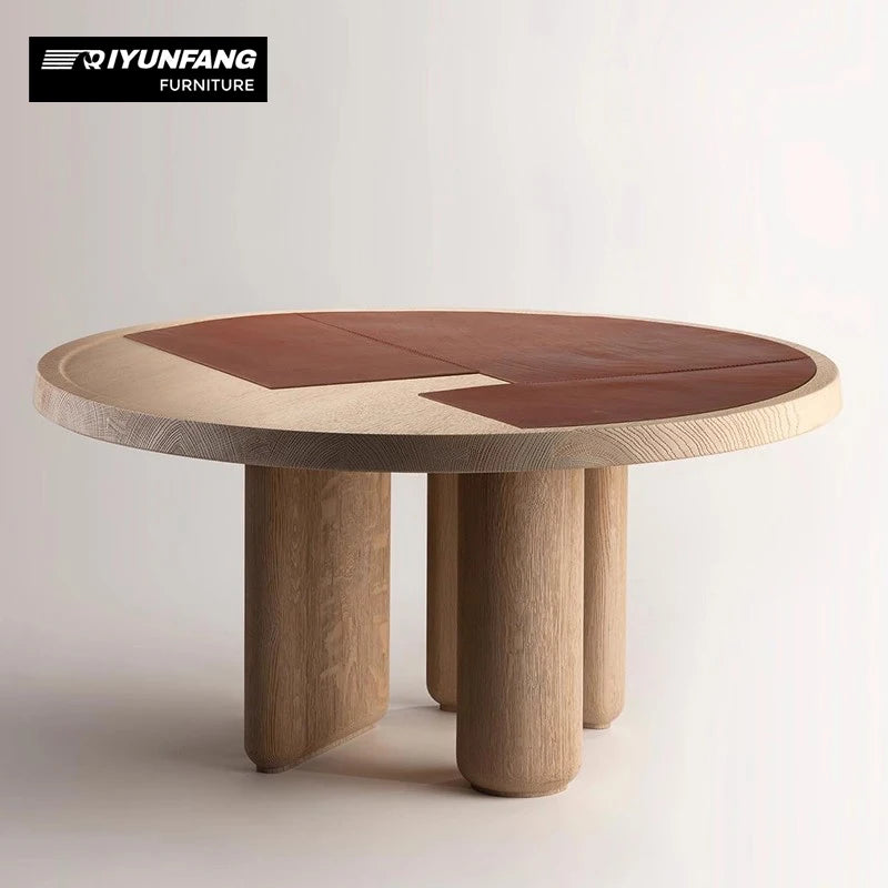 Modern Round Solid Wood Coffee Table White Ash 125cm